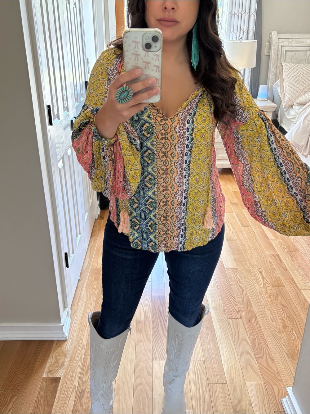 Lovestitch boho western balloon sleeve top